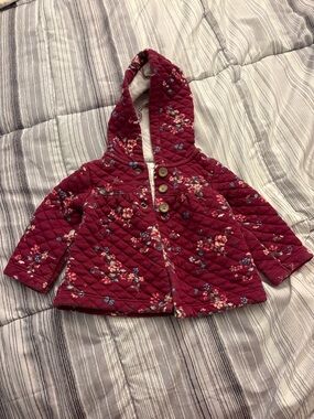 Carter's Quilted Floral Hooded Jacket - Burgundy
